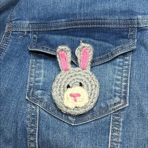 Crochet Bunny Patch Clothing Pin